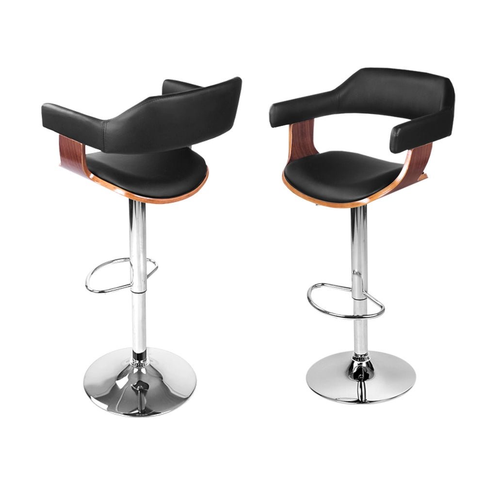 4x Bar Stools Gas Lift Leather w/Armrest Black - Furniture > Bar Stools & Chairs > Table & Bar Stools - Rivercity House & Home Co. (ABN 18 642 972 209) - Affordable Modern Furniture Australia
