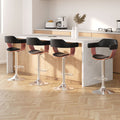 Set of 4 Finley Wooden Gas Lift Bar Stools With Armrest Black
