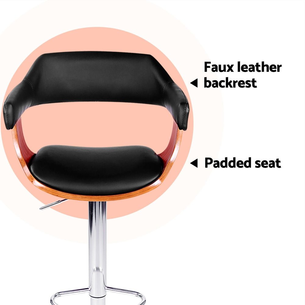 4x Bar Stools Gas Lift Leather w/Armrest Black - Furniture > Bar Stools & Chairs > Table & Bar Stools - Rivercity House & Home Co. (ABN 18 642 972 209) - Affordable Modern Furniture Australia