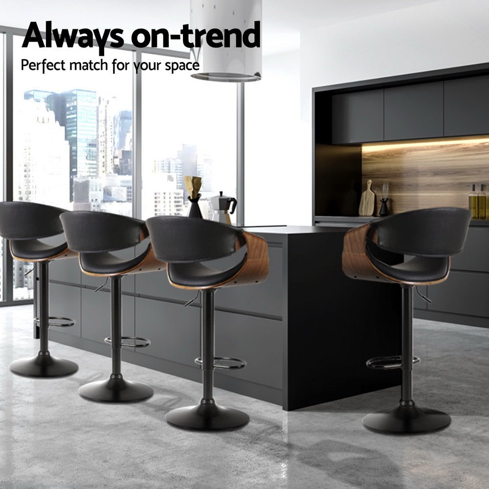 4x Bar Stools Gas Lift Leather w/Armrest - Furniture > Bar Stools & Chairs > Massage Chairs - Rivercity House & Home Co. (ABN 18 642 972 209) - Affordable Modern Furniture Australia