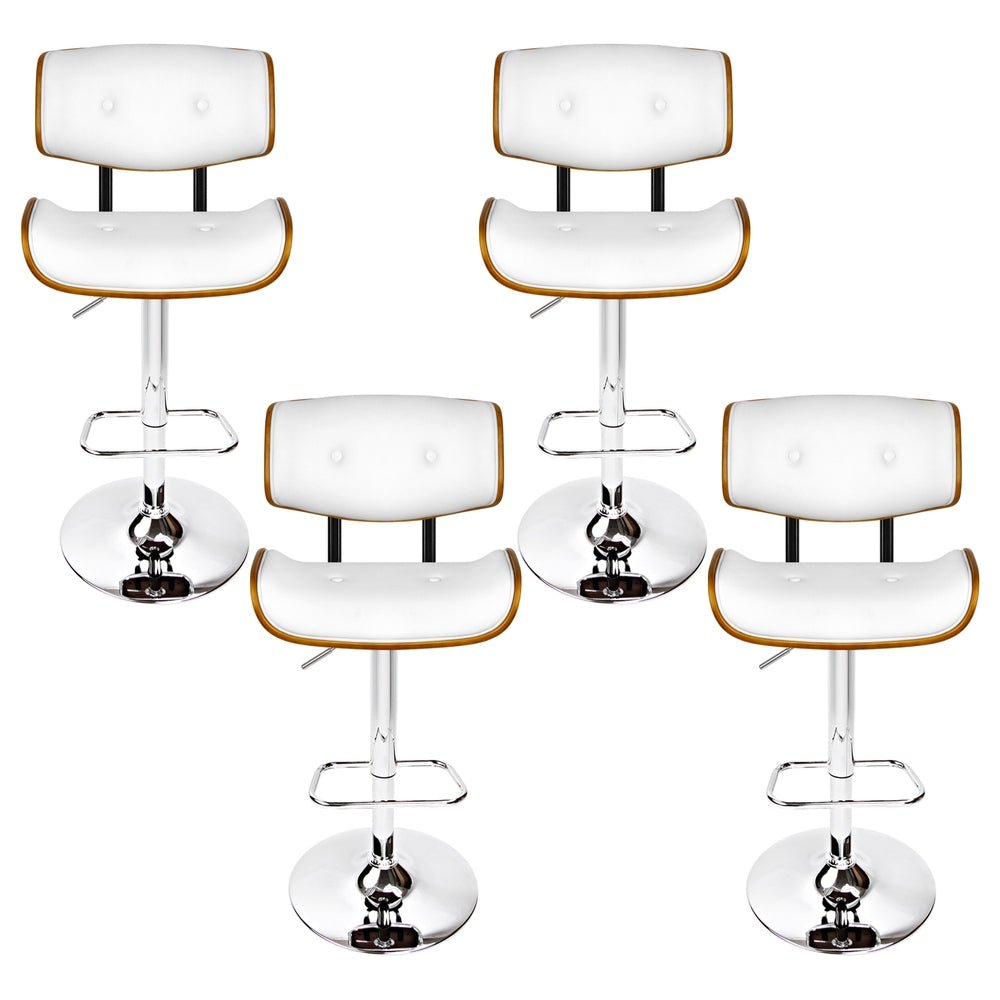 4x Bar Stools Gas Lift Leather White - Furniture > Bar Stools & Chairs > Massage Chairs - Rivercity House & Home Co. (ABN 18 642 972 209) - Affordable Modern Furniture Australia