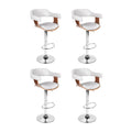 Set of 4 Finley Wooden Gas Lift Bar Stools With Armrest White