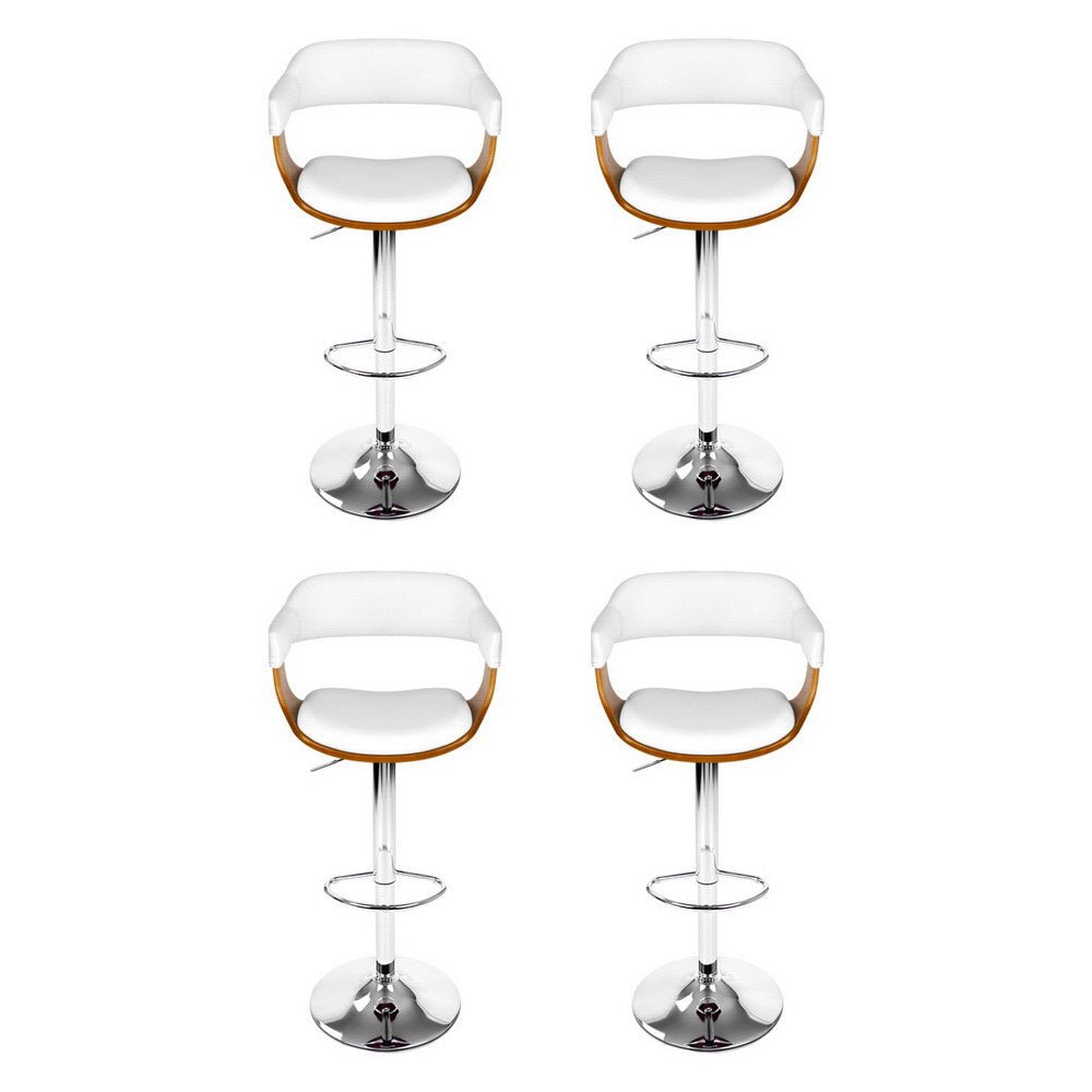 4x Bar Stools Gas Lift Leather with Armrest White - Furniture > Bar Stools & Chairs > Table & Bar Stools - Rivercity House & Home Co. (ABN 18 642 972 209) - Affordable Modern Furniture Australia
