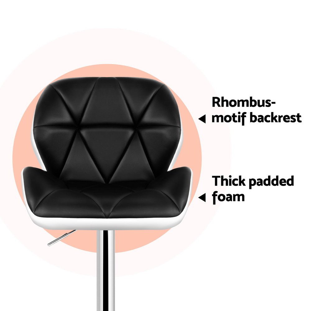 4x Bar Stools Gas Lift Padded Leather Black & White - Furniture > Bar Stools & Chairs > Table & Bar Stools - Rivercity House & Home Co. (ABN 18 642 972 209) - Affordable Modern Furniture Australia