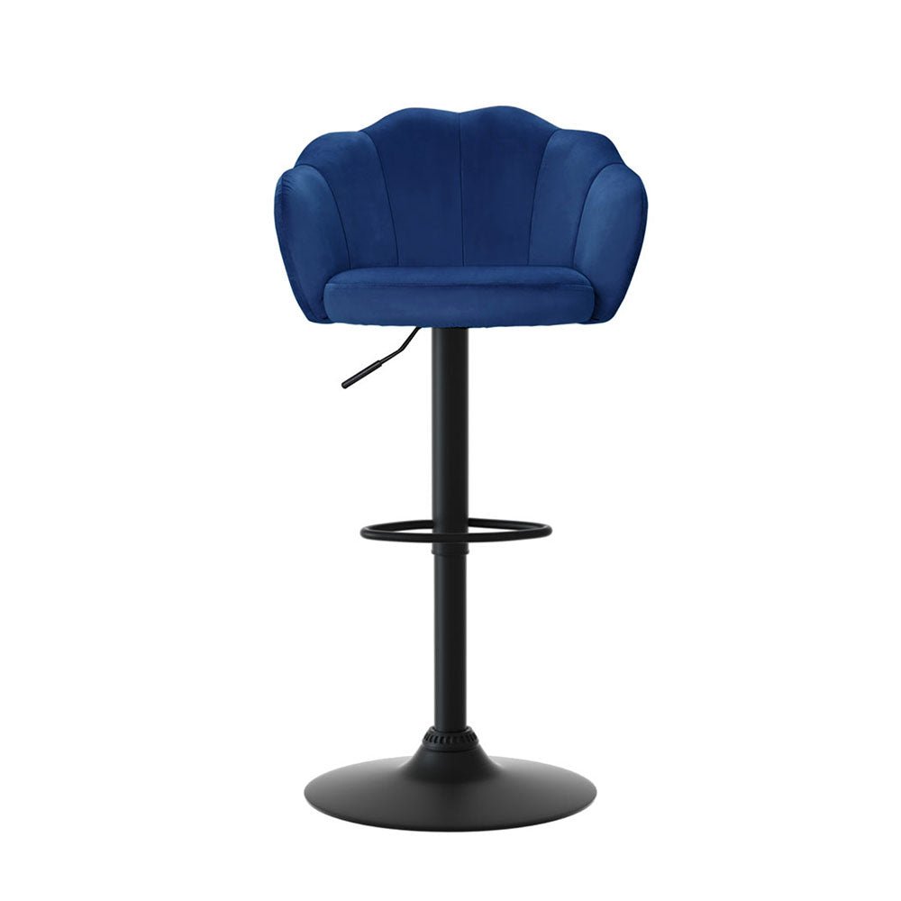 4x Bar Stools Gas Lift Velvet Blue - Furniture > Bar Stools & Chairs > Table & Bar Stools - Rivercity House & Home Co. (ABN 18 642 972 209) - Affordable Modern Furniture Australia