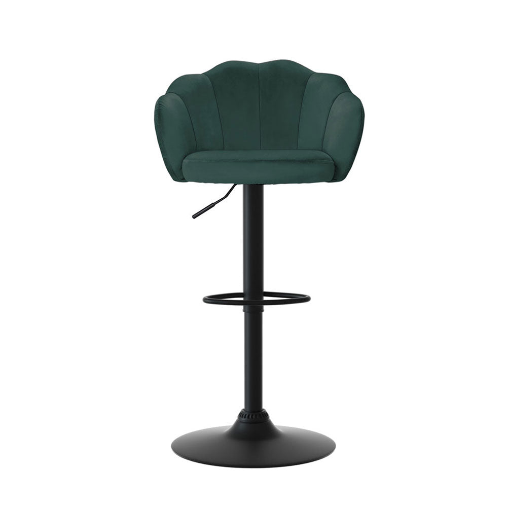 4x Bar Stools Gas Lift Velvet Green - Furniture > Bar Stools & Chairs > Table & Bar Stools - Rivercity House & Home Co. (ABN 18 642 972 209) - Affordable Modern Furniture Australia