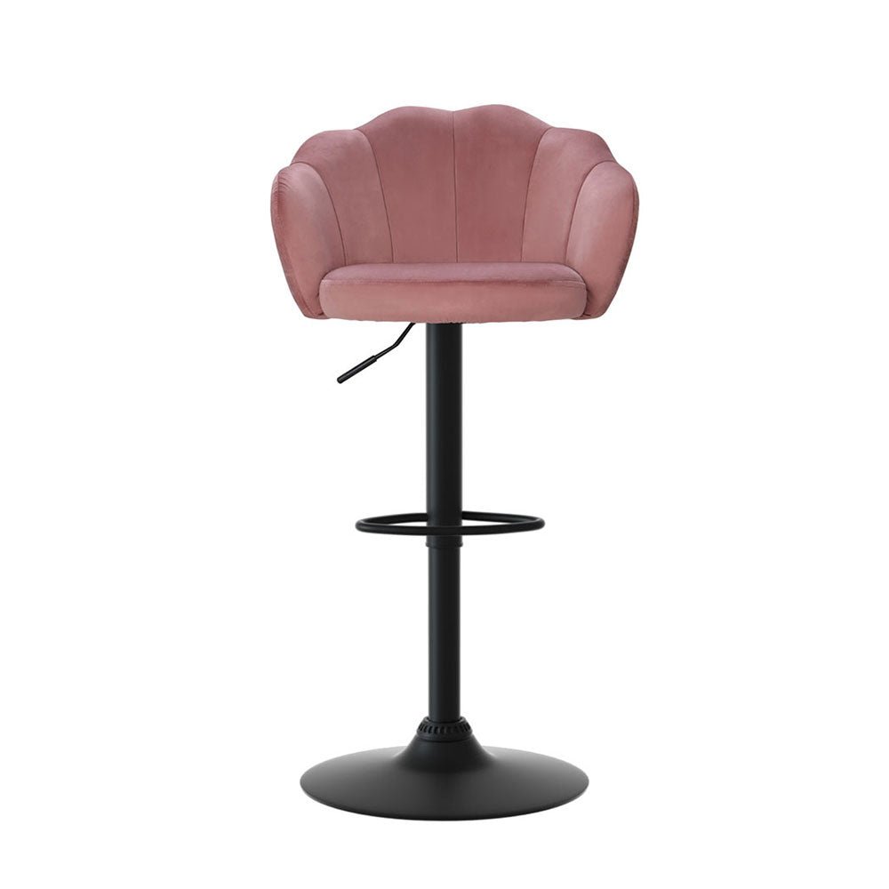 4x Bar Stools Gas Lift Velvet Pink - Furniture > Bar Stools & Chairs > Table & Bar Stools - Rivercity House & Home Co. (ABN 18 642 972 209) - Affordable Modern Furniture Australia