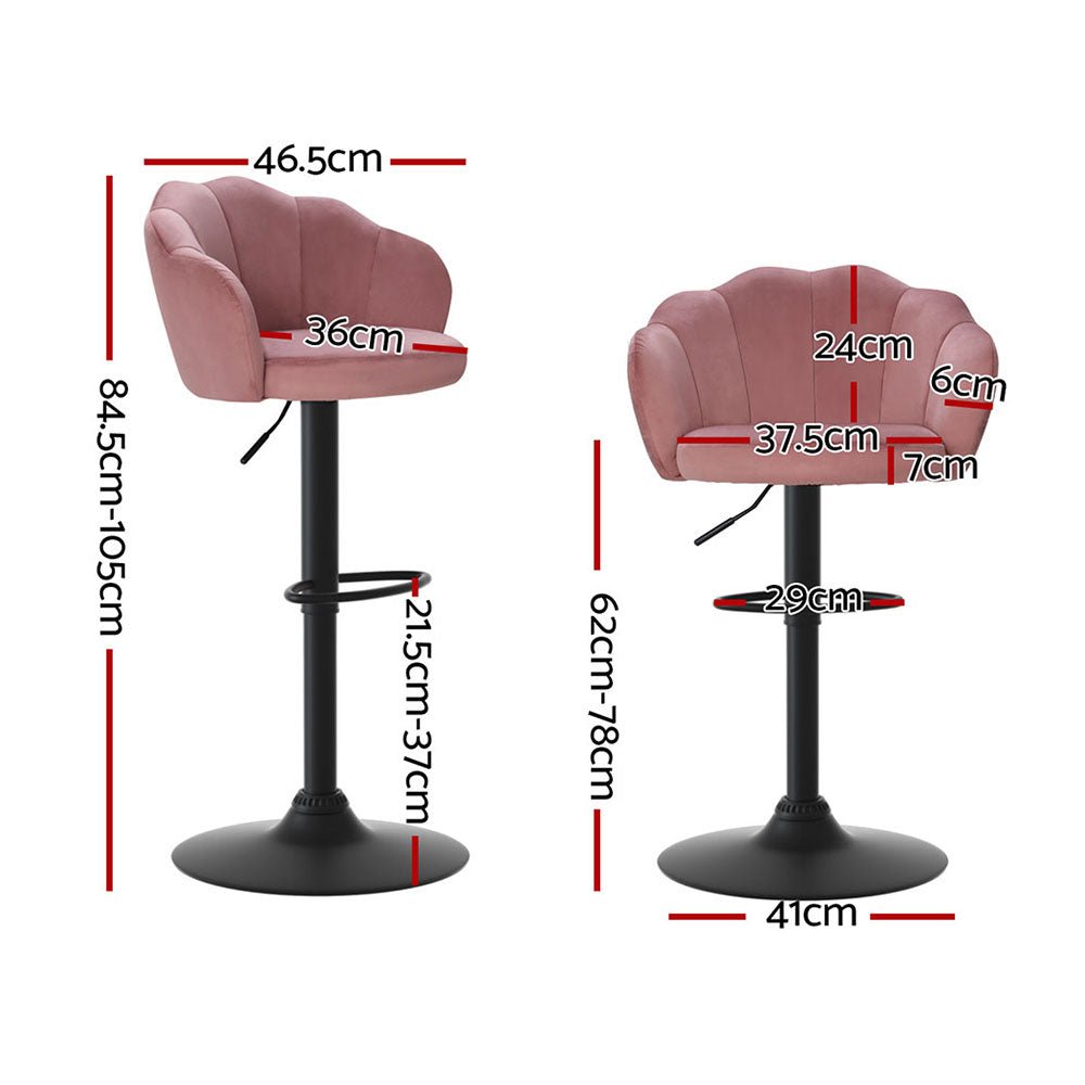 4x Bar Stools Gas Lift Velvet Pink - Furniture > Bar Stools & Chairs > Table & Bar Stools - Rivercity House & Home Co. (ABN 18 642 972 209) - Affordable Modern Furniture Australia