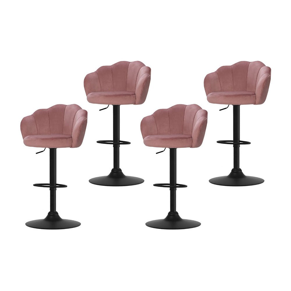 4x Bar Stools Gas Lift Velvet Pink - Furniture > Bar Stools & Chairs > Table & Bar Stools - Rivercity House & Home Co. (ABN 18 642 972 209) - Affordable Modern Furniture Australia