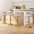 Set of 4 Vivien Bar Stools - Ivory and Gold