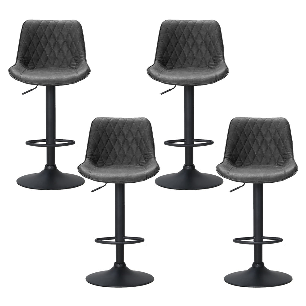 4x Bar Stools Gas Lift Vintage Leather Black - Furniture > Bar Stools & Chairs > Massage Chairs - Rivercity House & Home Co. (ABN 18 642 972 209) - Affordable Modern Furniture Australia
