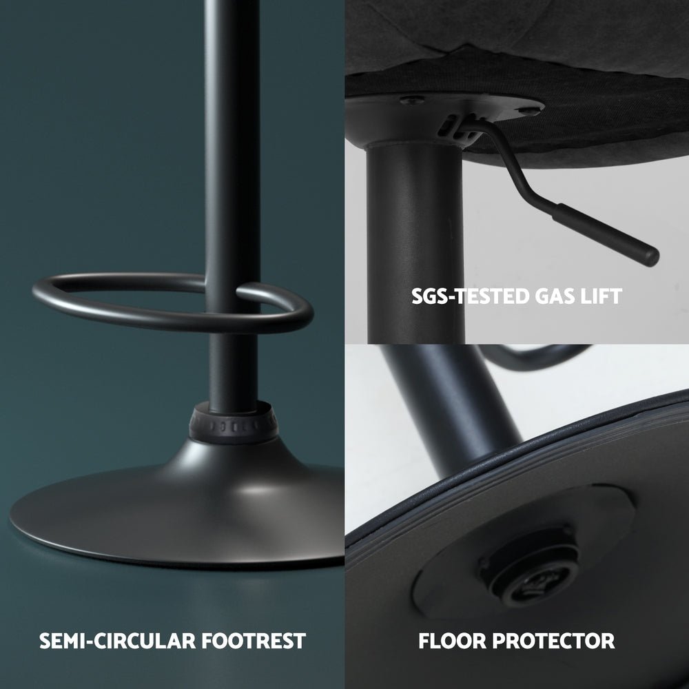 4x Bar Stools Gas Lift Vintage Leather Black - Furniture > Bar Stools & Chairs > Massage Chairs - Rivercity House & Home Co. (ABN 18 642 972 209) - Affordable Modern Furniture Australia