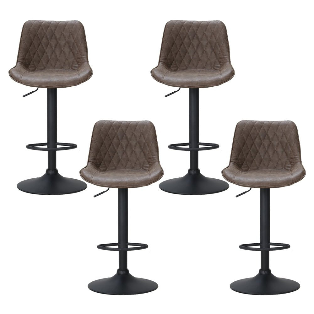 4x Bar Stools Gas Lift Vintage Leather Brown - Furniture > Bar Stools & Chairs > Massage Chairs - Rivercity House & Home Co. (ABN 18 642 972 209) - Affordable Modern Furniture Australia
