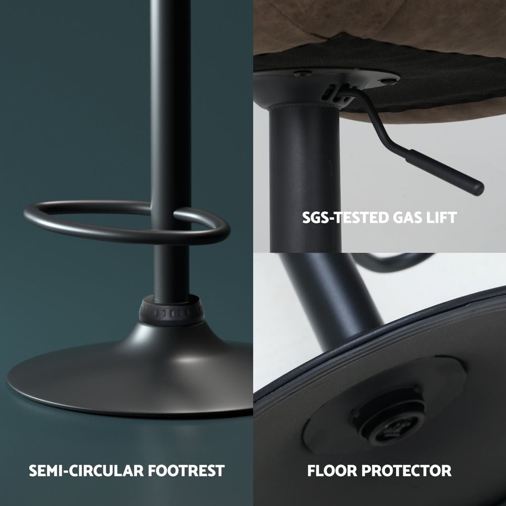 4x Bar Stools Gas Lift Vintage Leather Brown - Furniture > Bar Stools & Chairs > Massage Chairs - Rivercity House & Home Co. (ABN 18 642 972 209) - Affordable Modern Furniture Australia