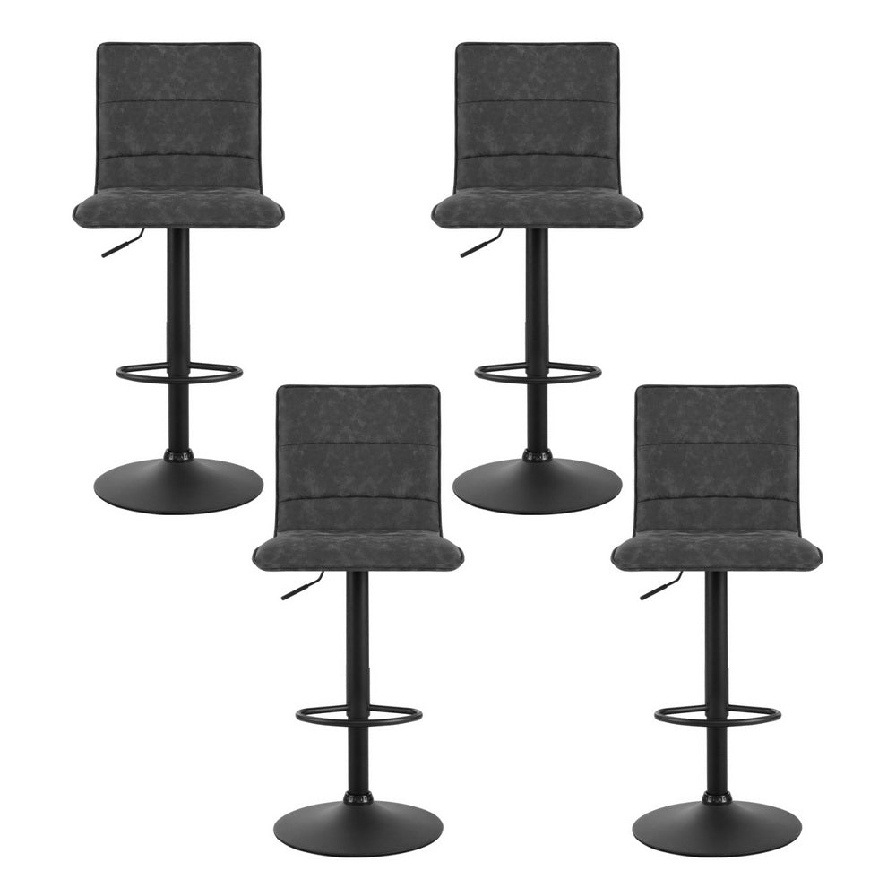 4x Bar Stools Gas Lift Vintage Leather Grey - Furniture > Bar Stools & Chairs > Massage Chairs - Rivercity House & Home Co. (ABN 18 642 972 209) - Affordable Modern Furniture Australia