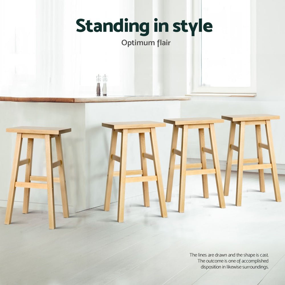 4x Bar Stools Kitchen Chairs Wooden Nature - Furniture > Bar Stools & Chairs > Table & Bar Stools - Rivercity House & Home Co. (ABN 18 642 972 209) - Affordable Modern Furniture Australia