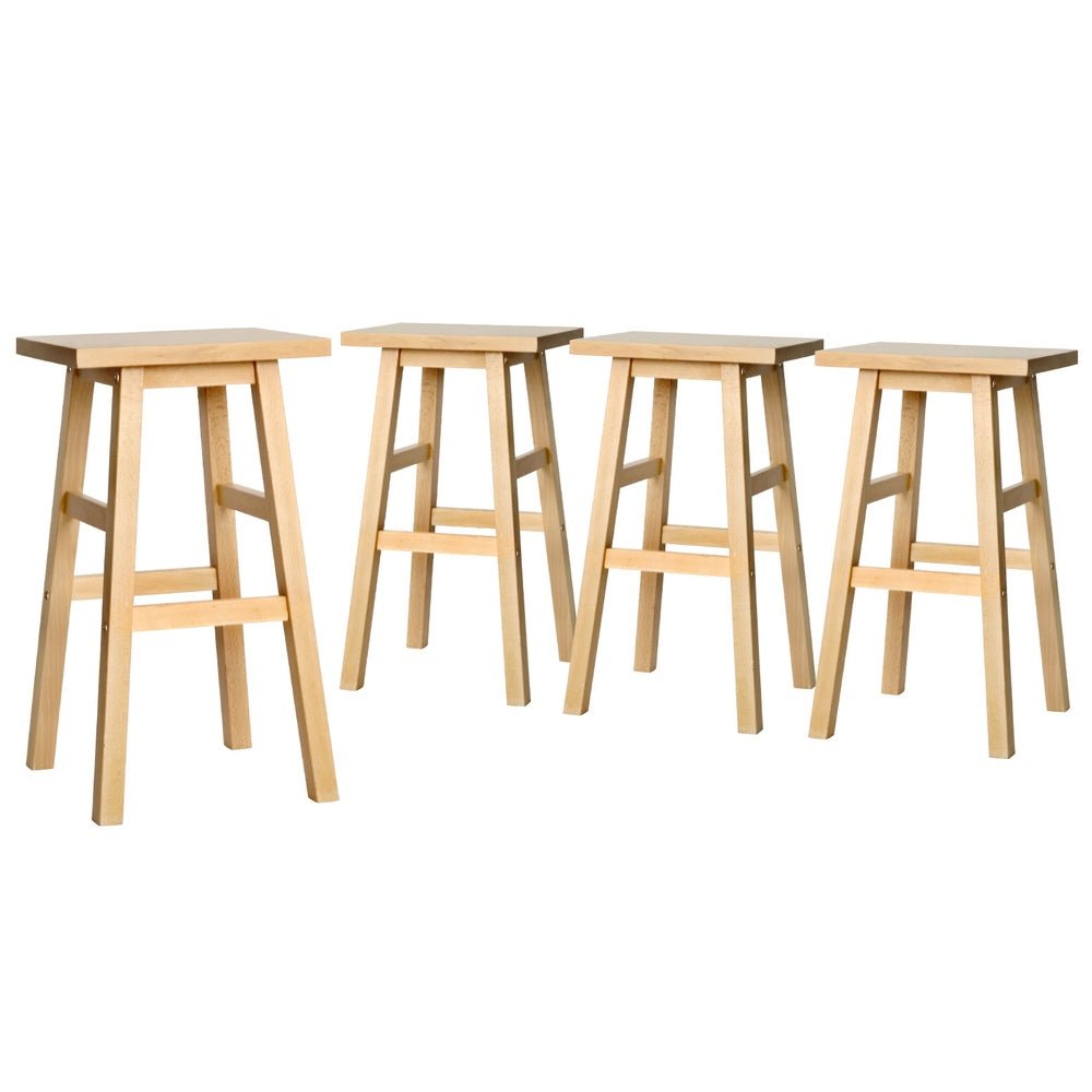 4x Bar Stools Kitchen Chairs Wooden Nature - Furniture > Bar Stools & Chairs > Table & Bar Stools - Rivercity House & Home Co. (ABN 18 642 972 209) - Affordable Modern Furniture Australia