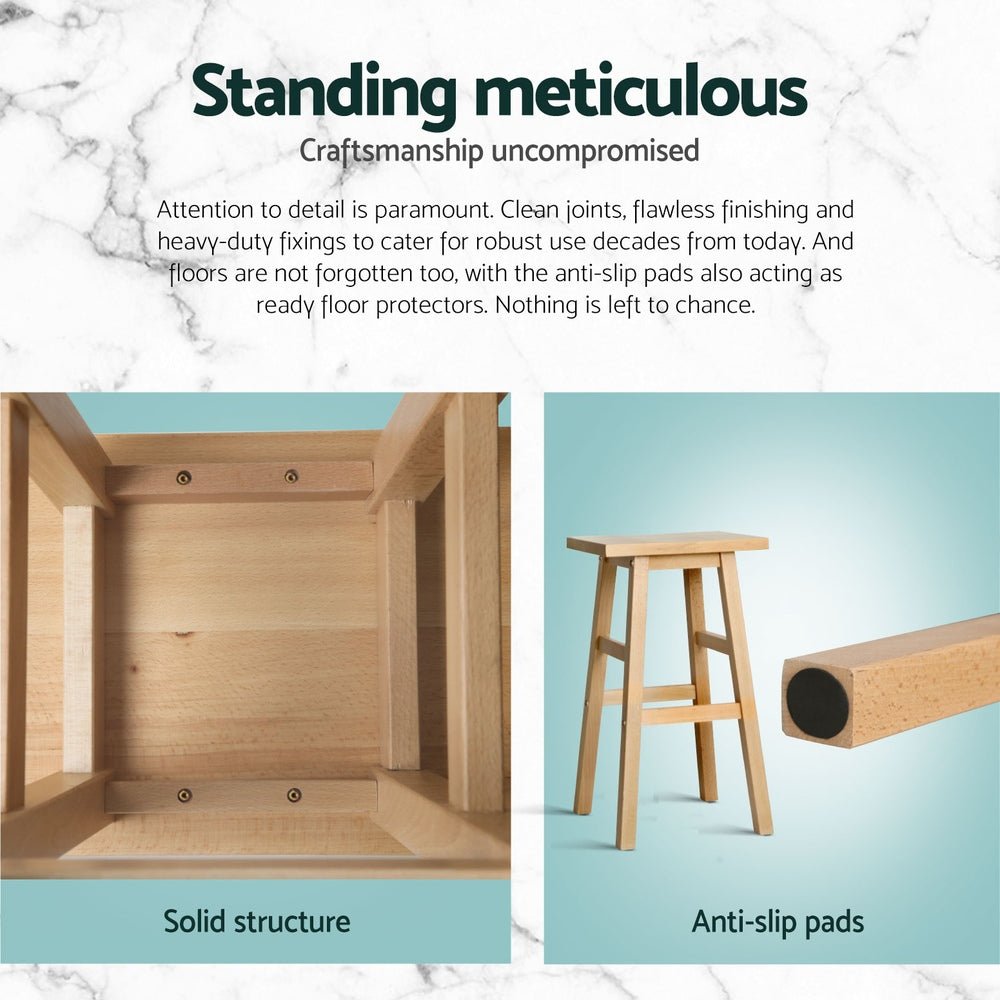 4x Bar Stools Kitchen Chairs Wooden Nature - Furniture > Bar Stools & Chairs > Table & Bar Stools - Rivercity House & Home Co. (ABN 18 642 972 209) - Affordable Modern Furniture Australia