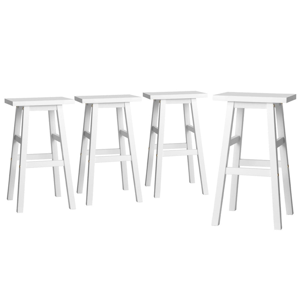 4x Bar Stools Kitchen Chairs Wooden White - Furniture > Bar Stools & Chairs > Table & Bar Stools - Rivercity House & Home Co. (ABN 18 642 972 209) - Affordable Modern Furniture Australia