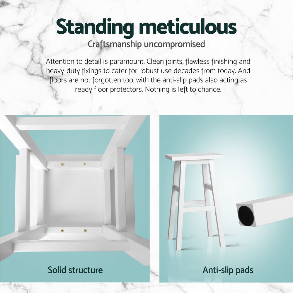 4x Bar Stools Kitchen Chairs Wooden White - Furniture > Bar Stools & Chairs > Table & Bar Stools - Rivercity House & Home Co. (ABN 18 642 972 209) - Affordable Modern Furniture Australia