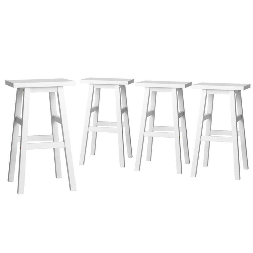 4x Bar Stools Kitchen Chairs Wooden White - Furniture > Bar Stools & Chairs > Table & Bar Stools - Rivercity House & Home Co. (ABN 18 642 972 209) - Affordable Modern Furniture Australia