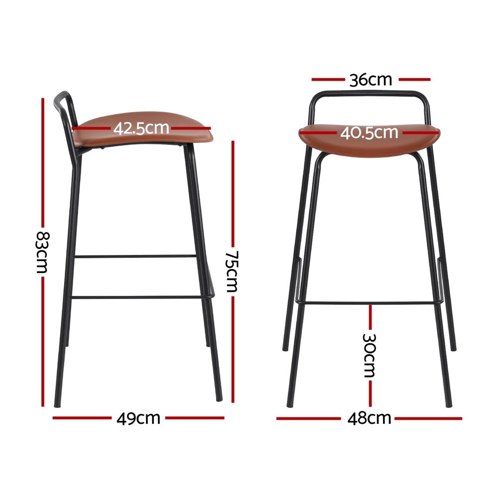 4x Bar Stools Kitchen Counter Dining Chair Metal Brown - Furniture > Bar Stools & Chairs > Table & Bar Stools - Rivercity House & Home Co. (ABN 18 642 972 209) - Affordable Modern Furniture Australia