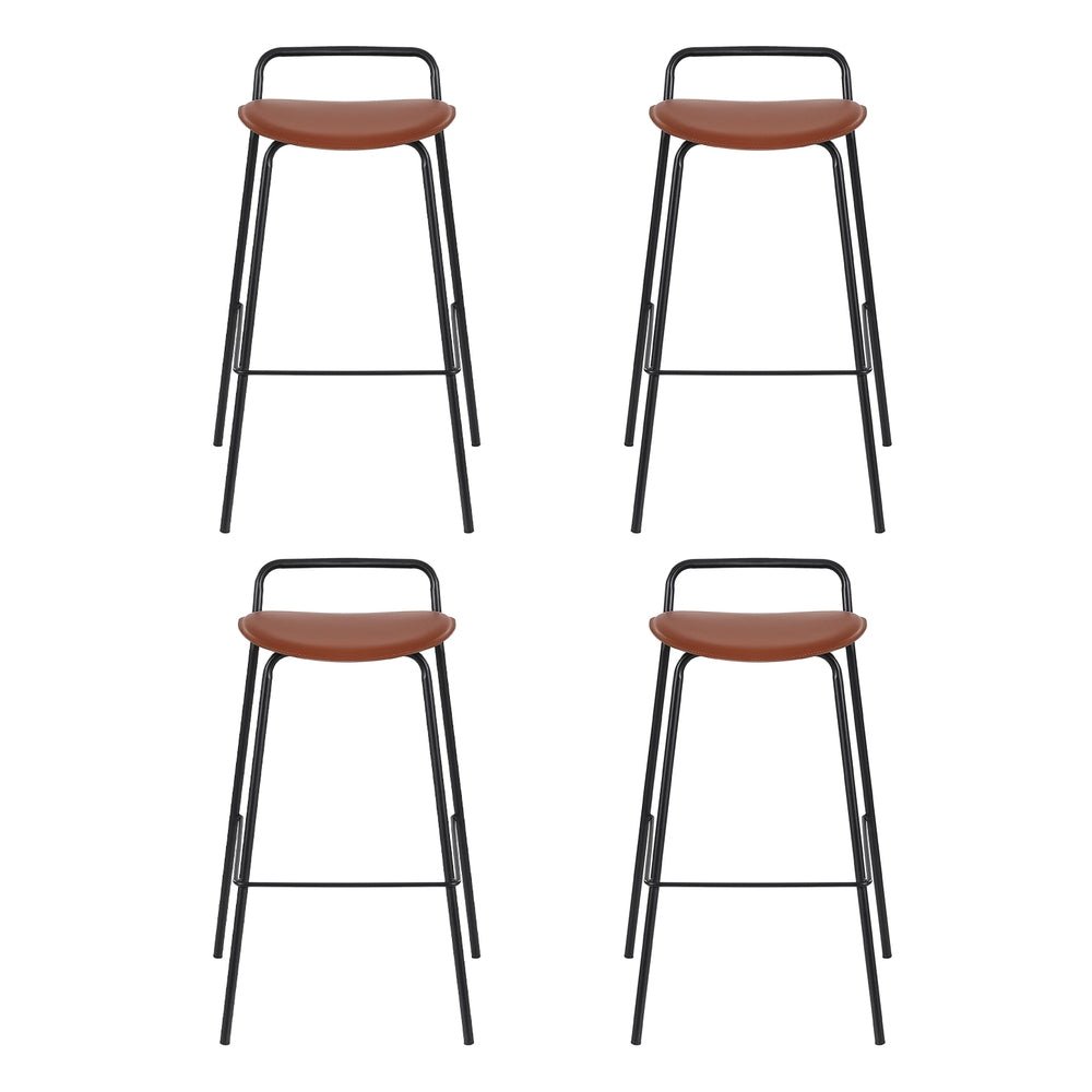 4x Bar Stools Kitchen Counter Dining Chair Metal Brown - Furniture > Bar Stools & Chairs > Table & Bar Stools - Rivercity House & Home Co. (ABN 18 642 972 209) - Affordable Modern Furniture Australia
