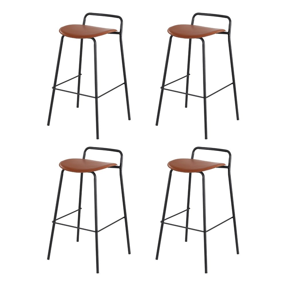 4x Bar Stools Kitchen Counter Dining Chair Metal Brown - Furniture > Bar Stools & Chairs > Table & Bar Stools - Rivercity House & Home Co. (ABN 18 642 972 209) - Affordable Modern Furniture Australia
