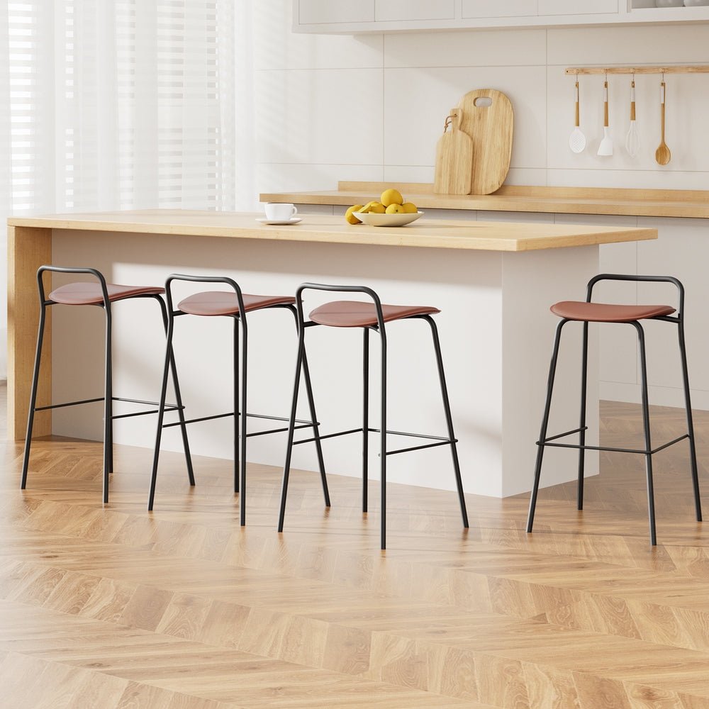 4x Bar Stools Kitchen Counter Dining Chair Metal Brown - Furniture > Bar Stools & Chairs > Table & Bar Stools - Rivercity House & Home Co. (ABN 18 642 972 209) - Affordable Modern Furniture Australia