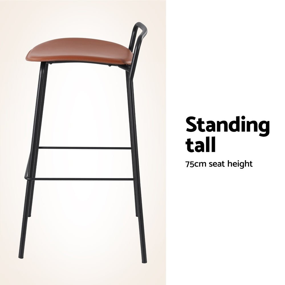 4x Bar Stools Kitchen Counter Dining Chair Metal Brown - Furniture > Bar Stools & Chairs > Table & Bar Stools - Rivercity House & Home Co. (ABN 18 642 972 209) - Affordable Modern Furniture Australia