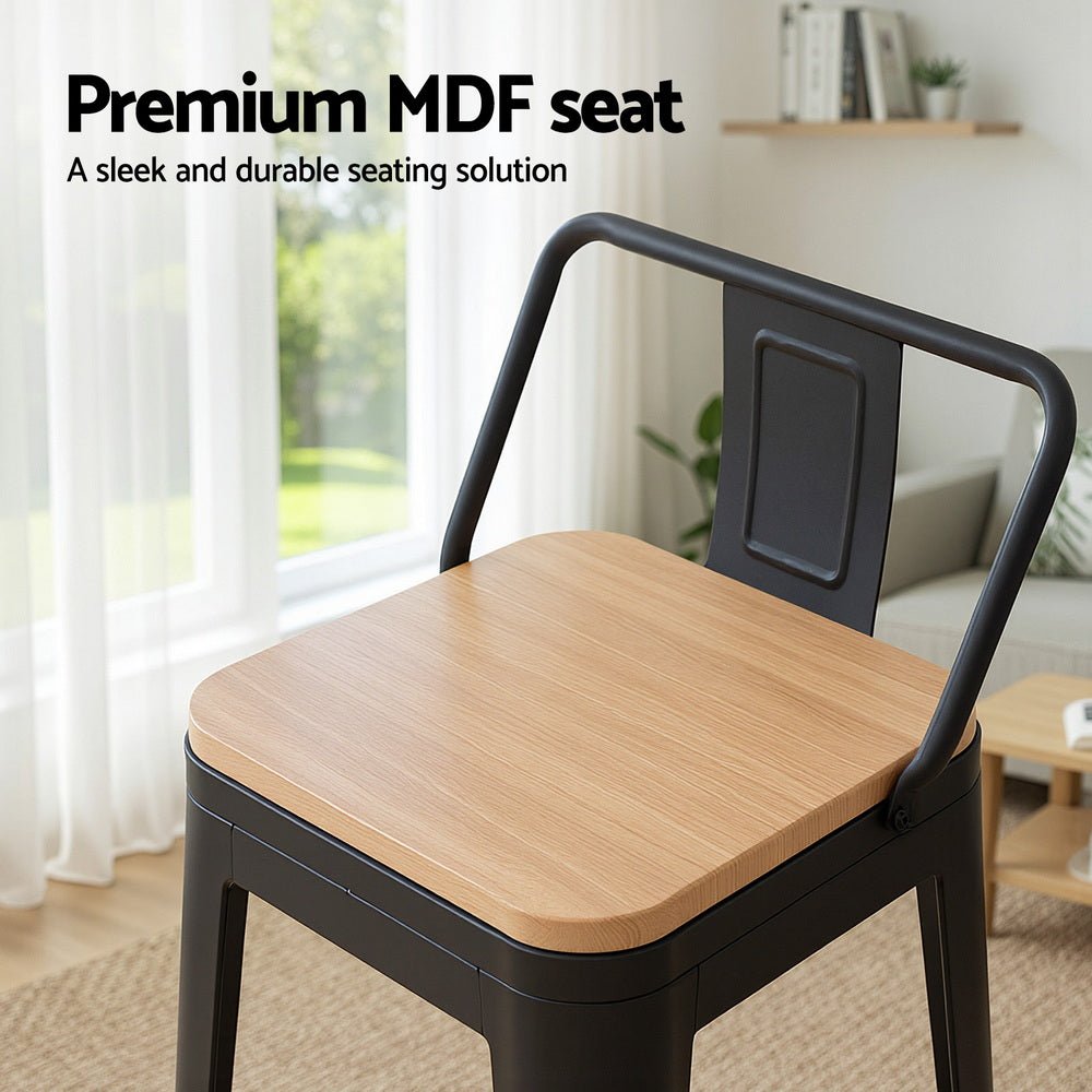 4x Bar Stools Kitchen Counter High Chair Dining Stackable Metal Black - Furniture > Bar Stools & Chairs > Table & Bar Stools - Rivercity House & Home Co. (ABN 18 642 972 209) - Affordable Modern Furniture Australia