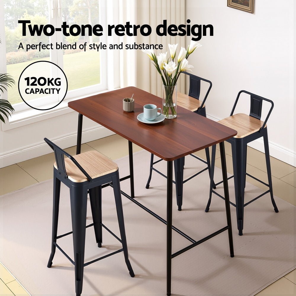 4x Bar Stools Kitchen Counter High Chair Dining Stackable Metal Black - Furniture > Bar Stools & Chairs > Table & Bar Stools - Rivercity House & Home Co. (ABN 18 642 972 209) - Affordable Modern Furniture Australia