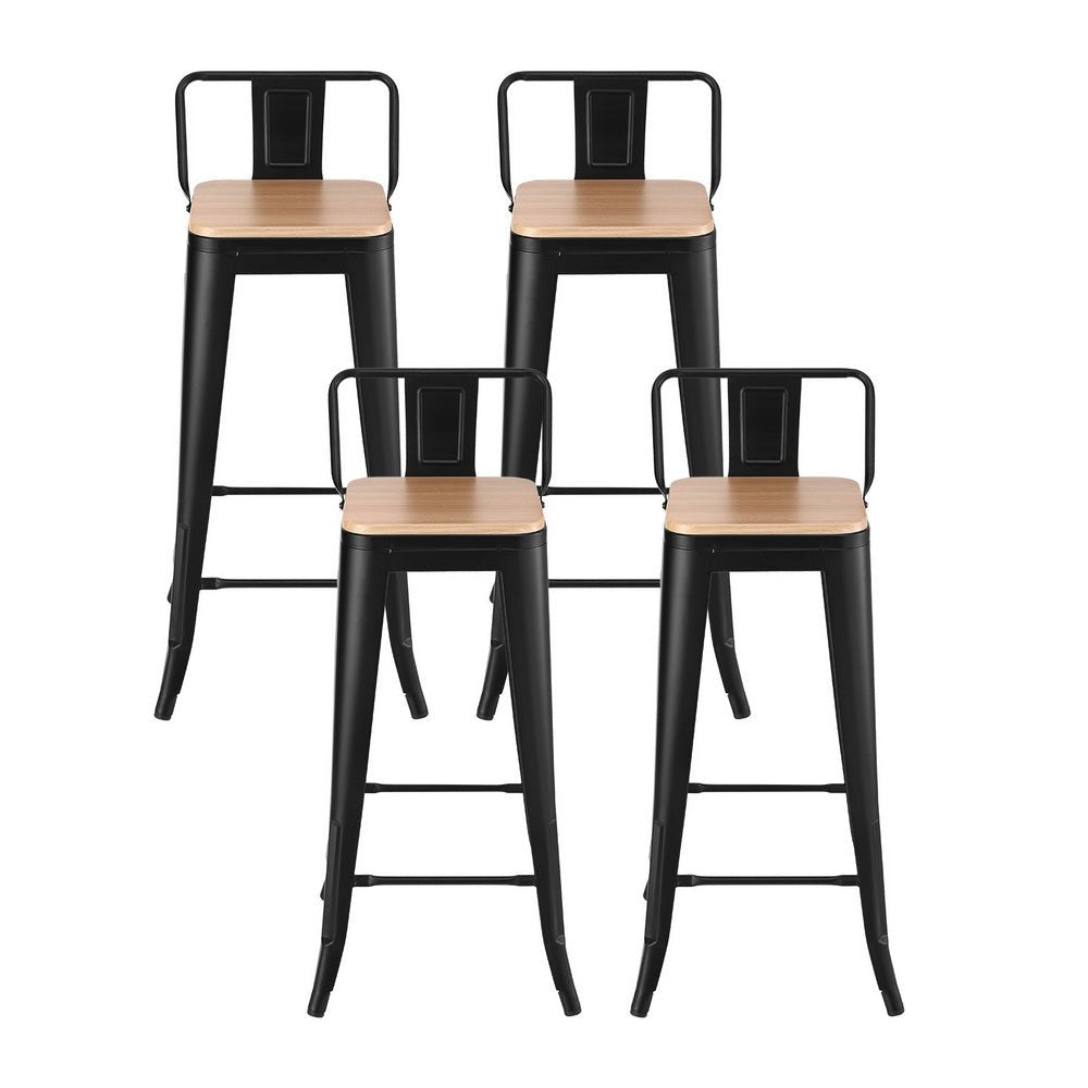 4x Bar Stools Kitchen Counter High Chair Dining Stackable Metal Black - Furniture > Bar Stools & Chairs > Table & Bar Stools - Rivercity House & Home Co. (ABN 18 642 972 209) - Affordable Modern Furniture Australia