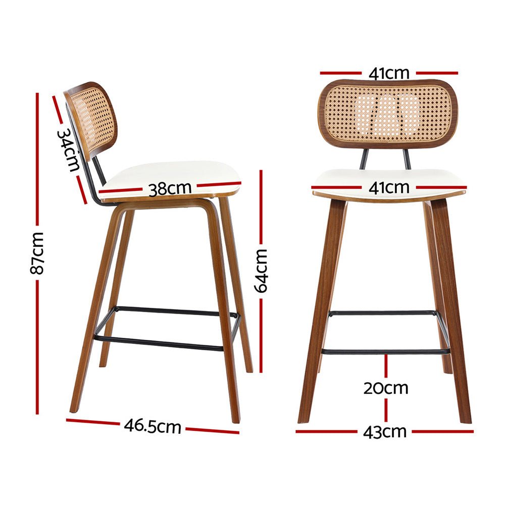 4x Bar Stools Kitchen Counter Rattan Chairs PU Leather Padding - Furniture > Bar Stools & Chairs > Table & Bar Stools - Rivercity House & Home Co. (ABN 18 642 972 209) - Affordable Modern Furniture Australia