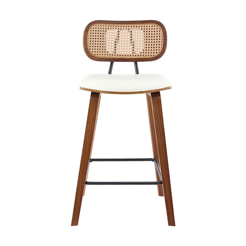 4x Bar Stools Kitchen Counter Rattan Chairs PU Leather Padding - Furniture > Bar Stools & Chairs > Table & Bar Stools - Rivercity House & Home Co. (ABN 18 642 972 209) - Affordable Modern Furniture Australia