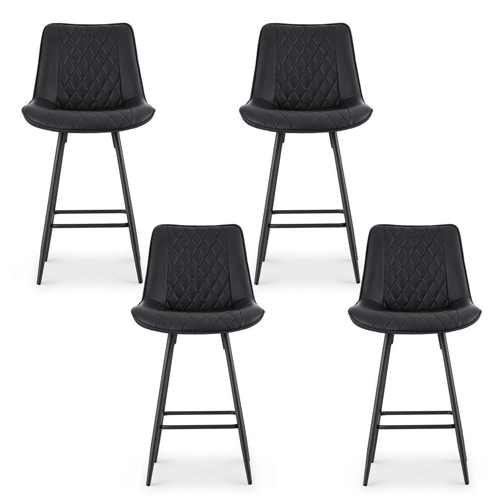 4x Bar Stools Kitchen Dining Chair Counter Stool Diamond PU Leather Black - Furniture > Bar Stools & Chairs > Table & Bar Stools - Rivercity House & Home Co. (ABN 18 642 972 209) - Affordable Modern Furniture Australia