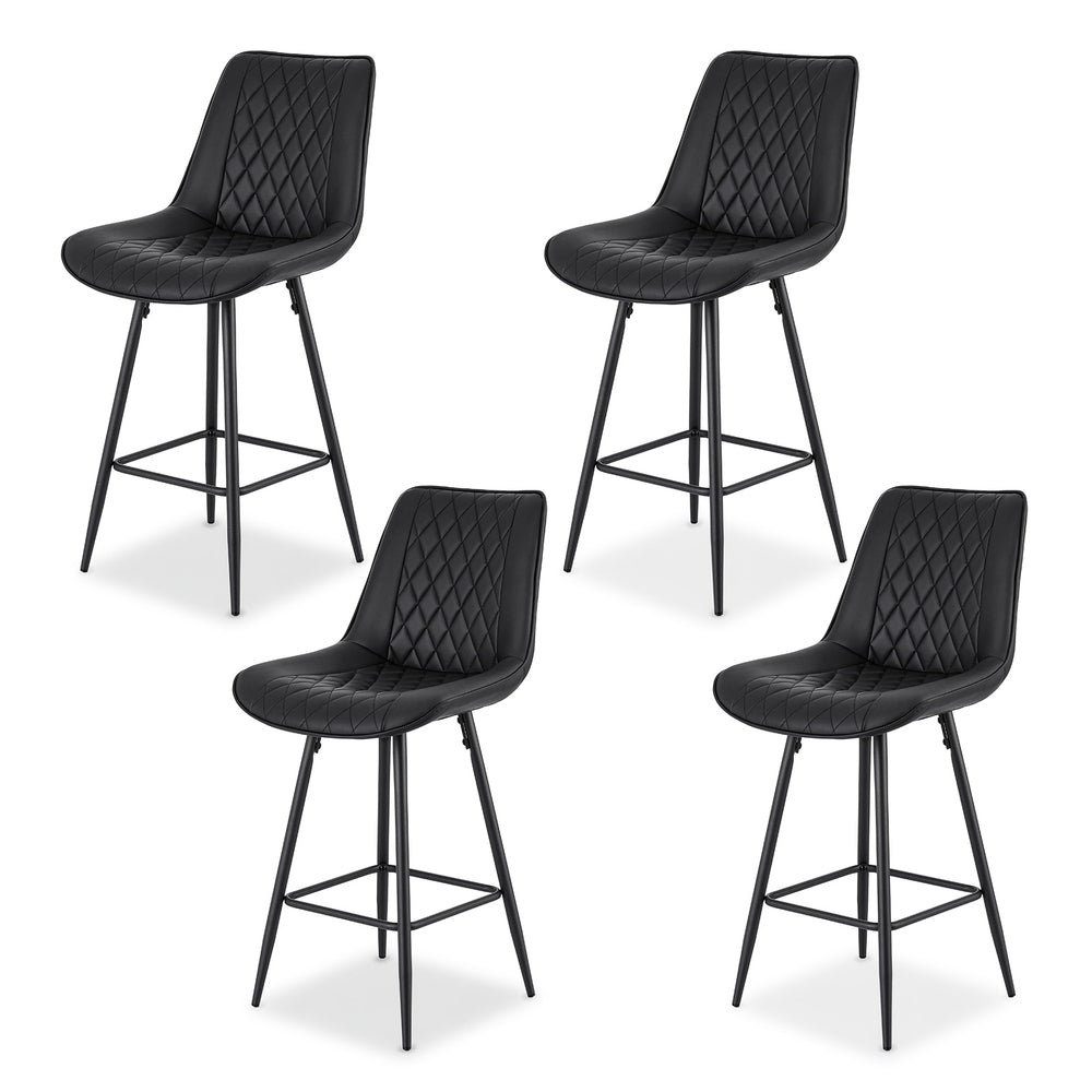4x Bar Stools Kitchen Dining Chair Counter Stool Diamond PU Leather Black - Furniture > Bar Stools & Chairs > Table & Bar Stools - Rivercity House & Home Co. (ABN 18 642 972 209) - Affordable Modern Furniture Australia