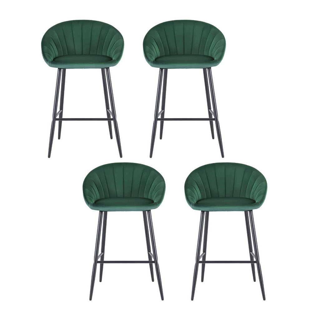 4x Bar Stools Kitchen Dining Chair Counter Stool Tub Velvet Metal Green - Furniture > Bar Stools & Chairs > Table & Bar Stools - Rivercity House & Home Co. (ABN 18 642 972 209) - Affordable Modern Furniture Australia