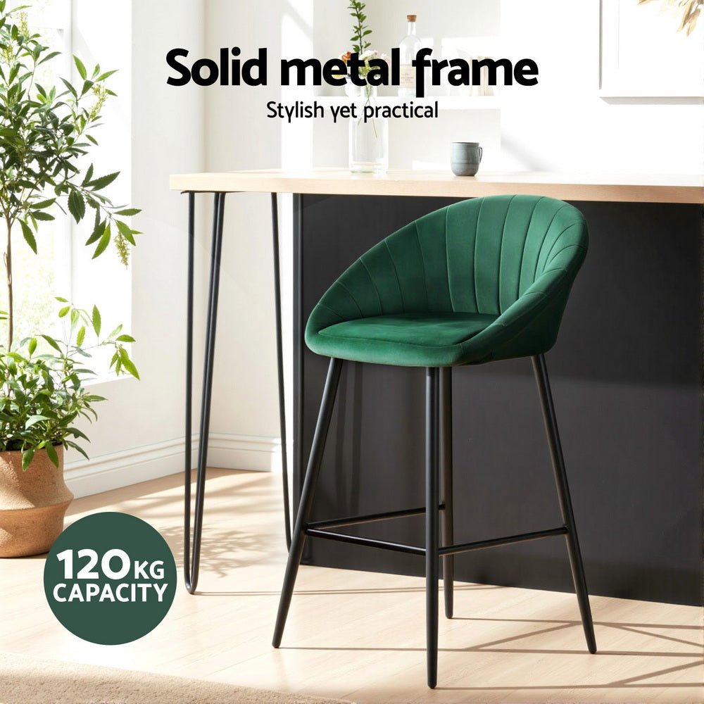 4x Bar Stools Kitchen Dining Chair Counter Stool Tub Velvet Metal Green - Furniture > Bar Stools & Chairs > Table & Bar Stools - Rivercity House & Home Co. (ABN 18 642 972 209) - Affordable Modern Furniture Australia