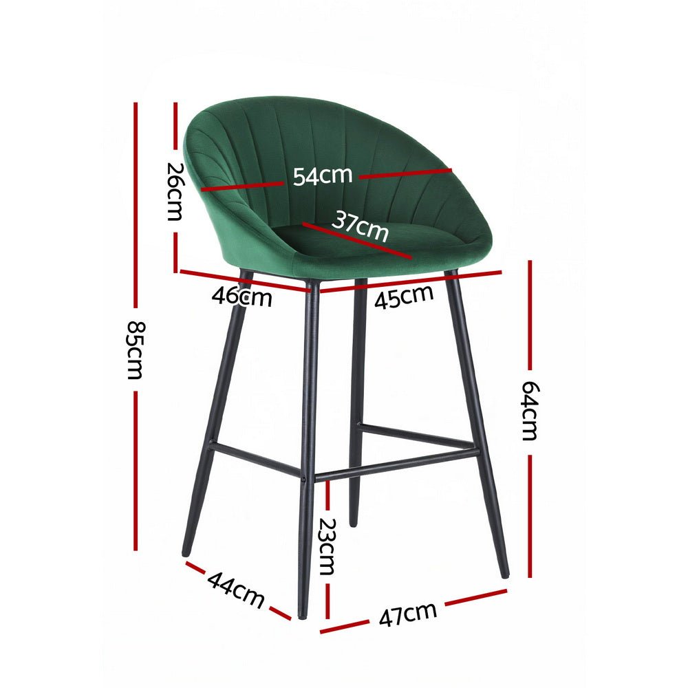 4x Bar Stools Kitchen Dining Chair Counter Stool Tub Velvet Metal Green - Furniture > Bar Stools & Chairs > Table & Bar Stools - Rivercity House & Home Co. (ABN 18 642 972 209) - Affordable Modern Furniture Australia