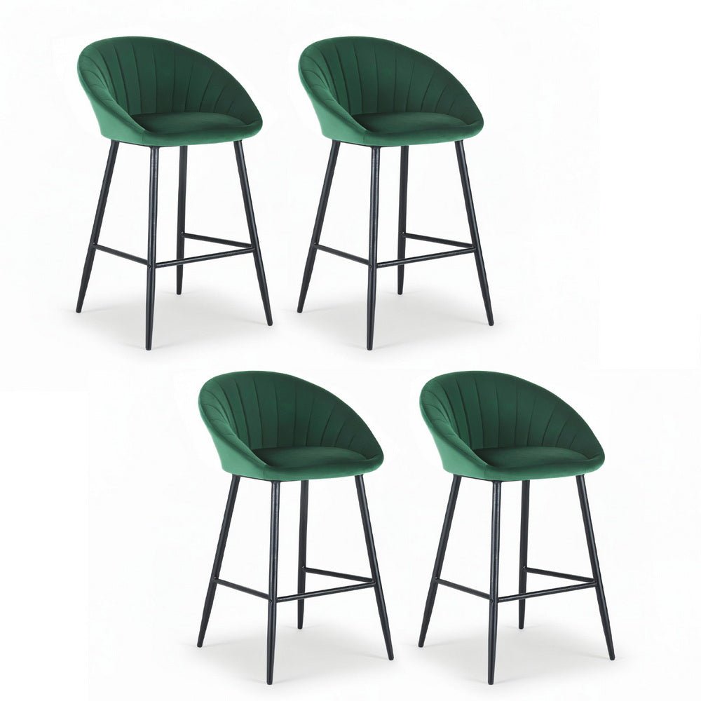 4x Bar Stools Kitchen Dining Chair Counter Stool Tub Velvet Metal Green - Furniture > Bar Stools & Chairs > Table & Bar Stools - Rivercity House & Home Co. (ABN 18 642 972 209) - Affordable Modern Furniture Australia