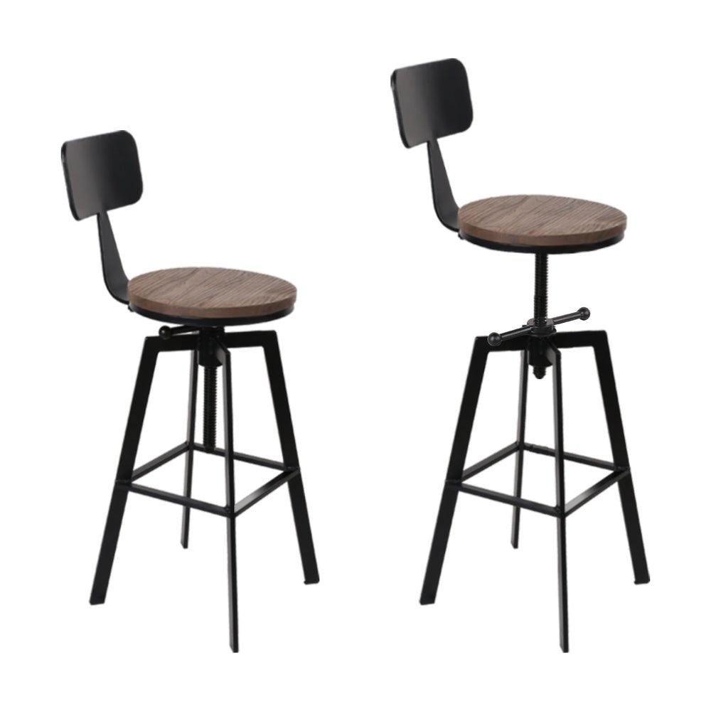 4x Bar Stools Kitchen Dining Chairs Adjustable Wood Stool w/Backrest - Furniture > Bar Stools & Chairs > Table & Bar Stools - Rivercity House & Home Co. (ABN 18 642 972 209) - Affordable Modern Furniture Australia