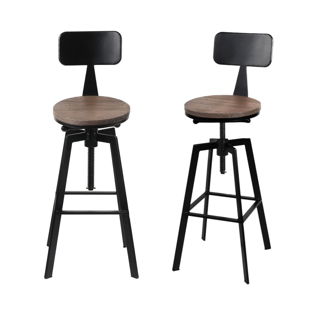 4x Bar Stools Kitchen Dining Chairs Adjustable Wood Stool w/Backrest - Furniture > Bar Stools & Chairs > Table & Bar Stools - Rivercity House & Home Co. (ABN 18 642 972 209) - Affordable Modern Furniture Australia