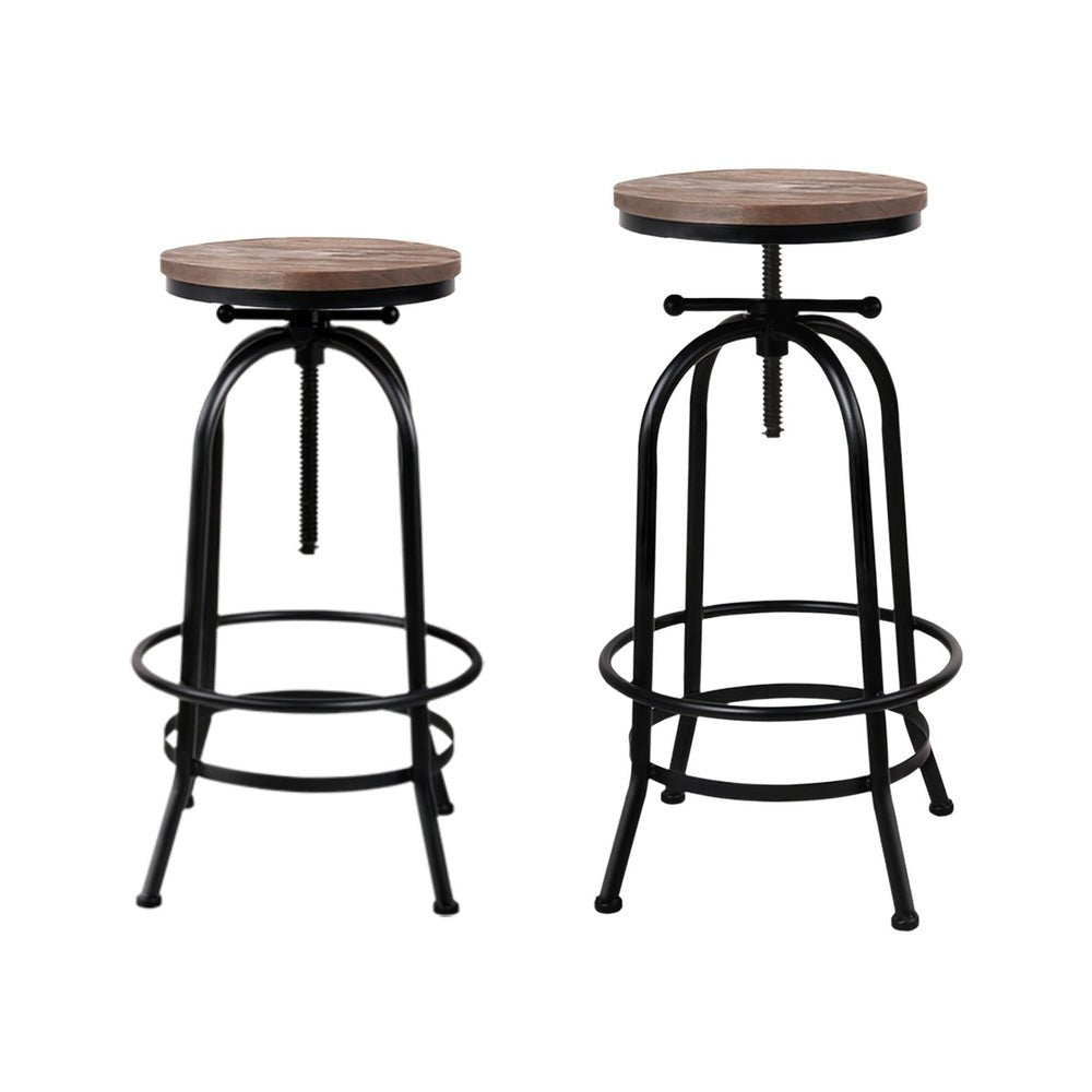 4x Bar Stools Kitchen Dining Chairs Adjustable Wooden Vintage Stool - Furniture > Bar Stools & Chairs > Table & Bar Stools - Rivercity House & Home Co. (ABN 18 642 972 209) - Affordable Modern Furniture Australia