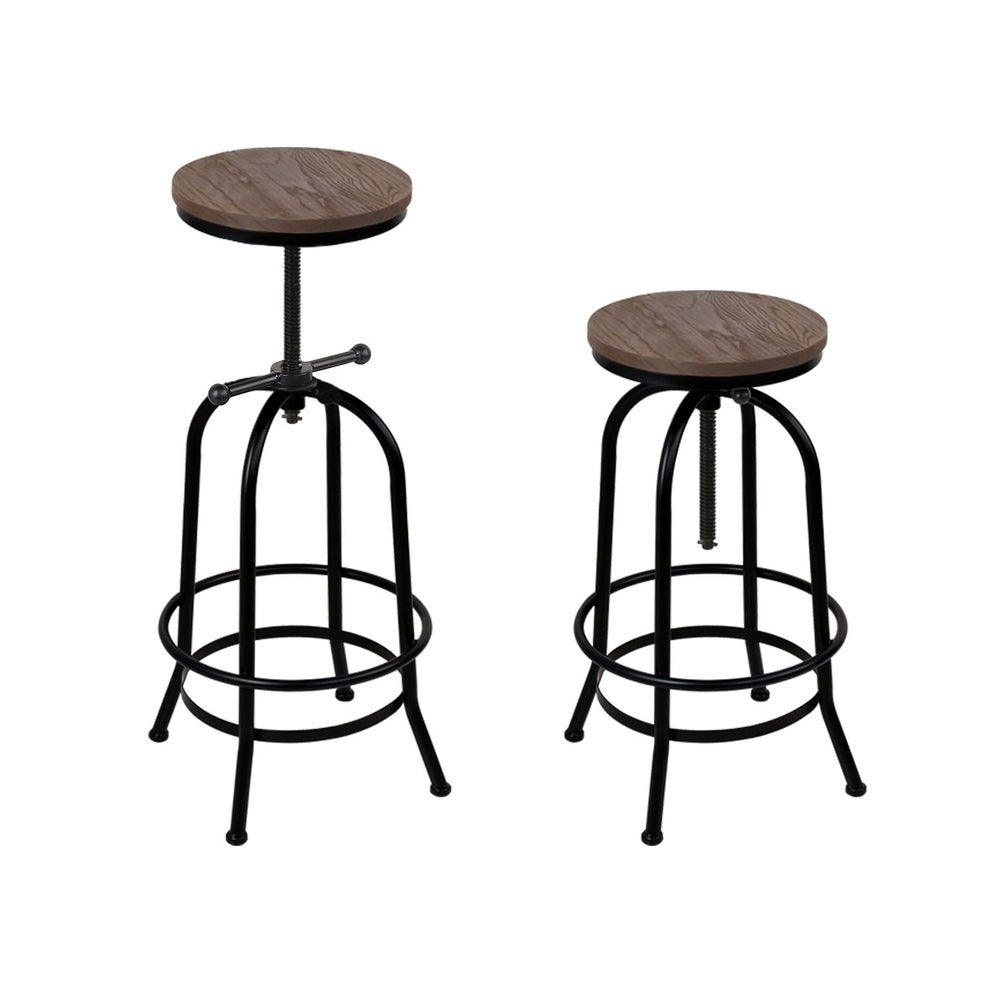 4x Bar Stools Kitchen Dining Chairs Adjustable Wooden Vintage Stool - Furniture > Bar Stools & Chairs > Table & Bar Stools - Rivercity House & Home Co. (ABN 18 642 972 209) - Affordable Modern Furniture Australia