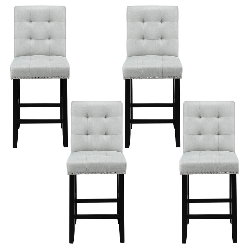 4x Bar Stools Kitchen Dining Chairs Counter Fabric Stool Wooden Ada Grey - Furniture > Bar Stools & Chairs > Table & Bar Stools - Rivercity House & Home Co. (ABN 18 642 972 209) - Affordable Modern Furniture Australia