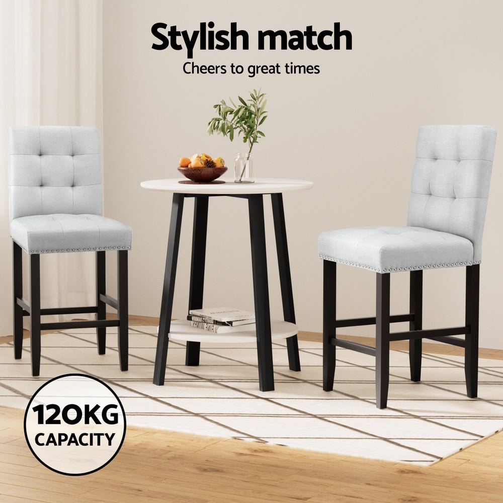 4x Bar Stools Kitchen Dining Chairs Counter Fabric Stool Wooden Ada Grey - Furniture > Bar Stools & Chairs > Table & Bar Stools - Rivercity House & Home Co. (ABN 18 642 972 209) - Affordable Modern Furniture Australia