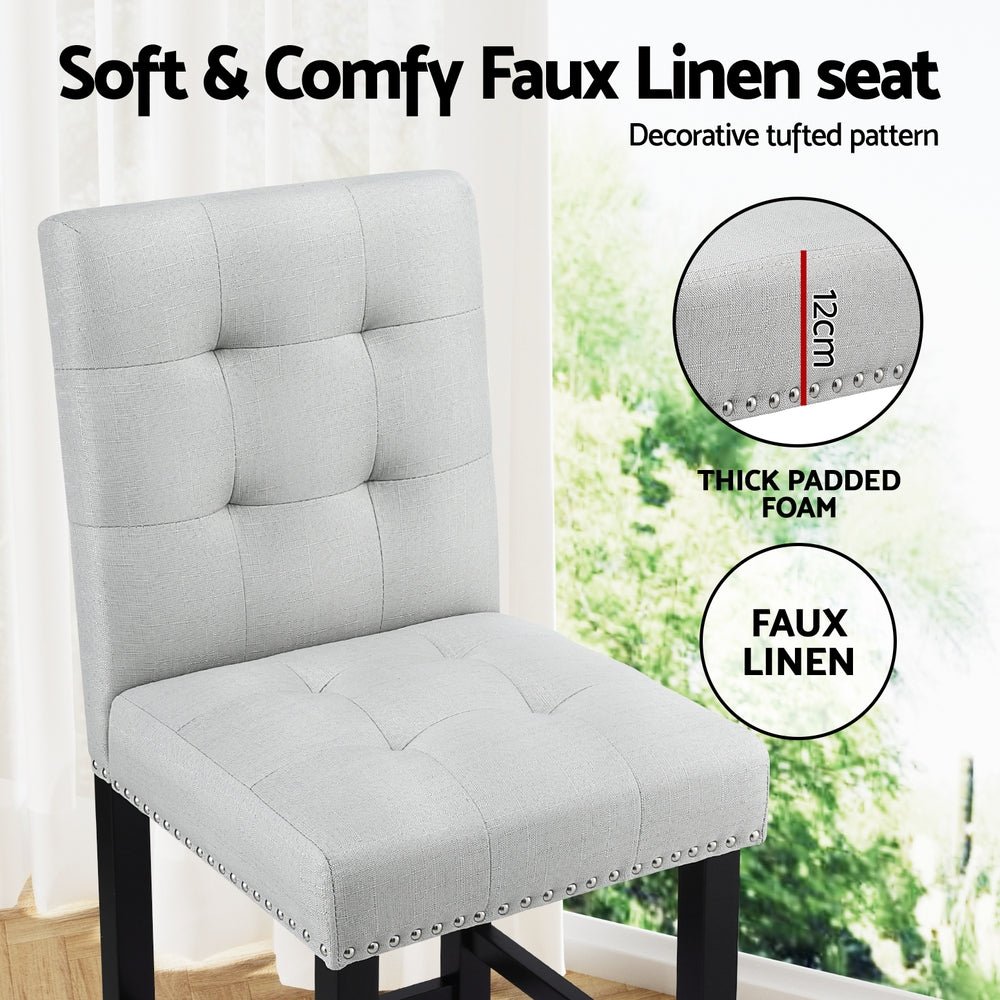 4x Bar Stools Kitchen Dining Chairs Counter Fabric Stool Wooden Ada Grey - Furniture > Bar Stools & Chairs > Table & Bar Stools - Rivercity House & Home Co. (ABN 18 642 972 209) - Affordable Modern Furniture Australia