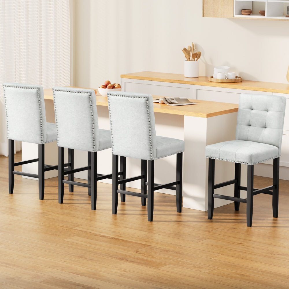 4x Bar Stools Kitchen Dining Chairs Counter Fabric Stool Wooden Ada Grey - Furniture > Bar Stools & Chairs > Table & Bar Stools - Rivercity House & Home Co. (ABN 18 642 972 209) - Affordable Modern Furniture Australia
