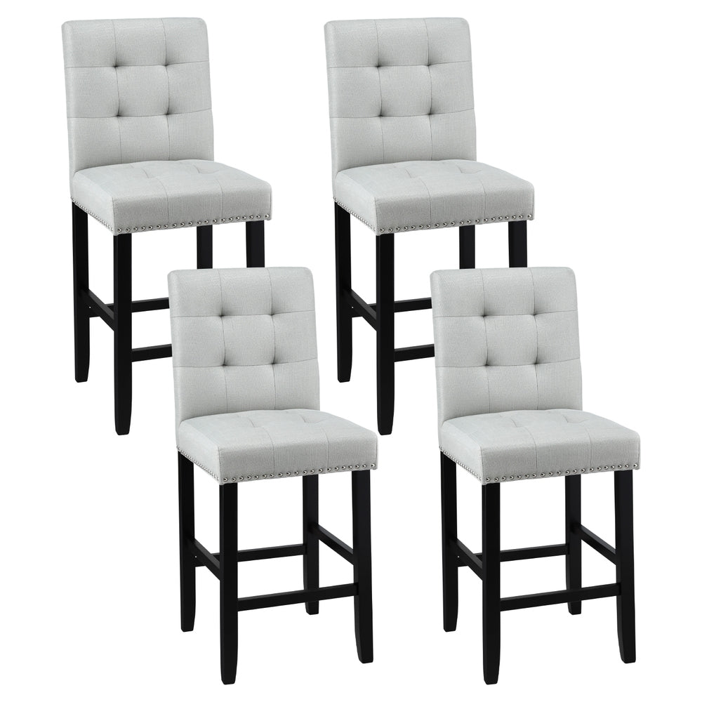 4x Bar Stools Kitchen Dining Chairs Counter Fabric Stool Wooden Ada Grey - Furniture > Bar Stools & Chairs > Table & Bar Stools - Rivercity House & Home Co. (ABN 18 642 972 209) - Affordable Modern Furniture Australia